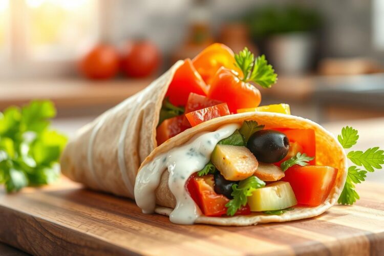 10-Minute Mediterranean Veggie Wraps