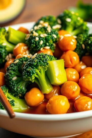 Garlic Broccoli Stir Fry with Chickpeas