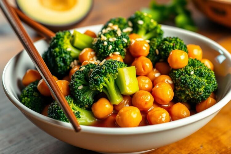 Garlic Broccoli Stir Fry with Chickpeas