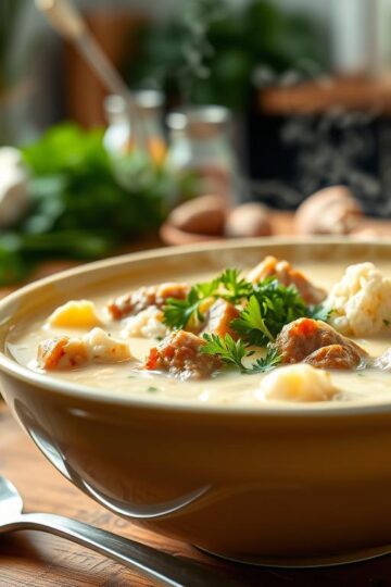 Quick & Easy Keto Sausage & Cauliflower Soup