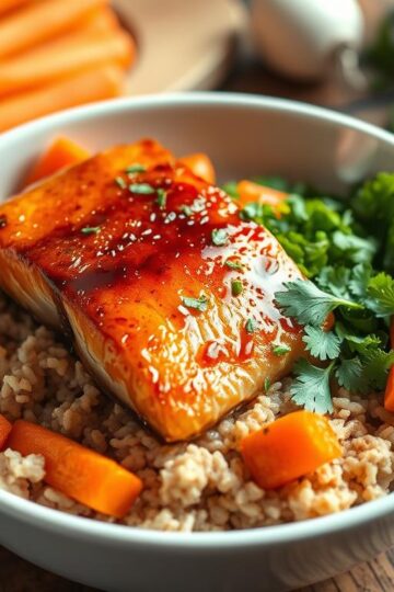 Salmon & Roasted Carrot Rice Bowl