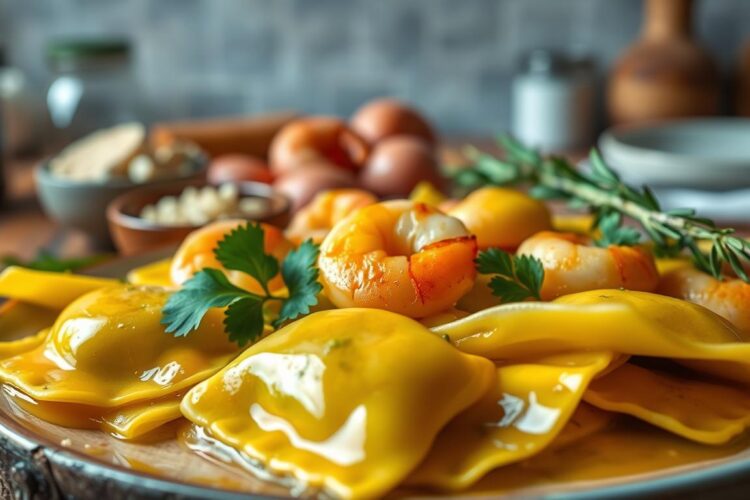 Garlic Butter Shrimp Ravioli