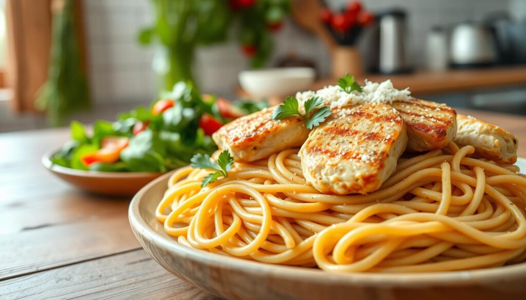 Healthy Garlic Parmesan Chicken Pasta Recipe