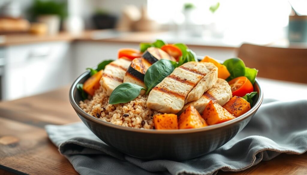 Healthy Meal Prep Bowl with Chicken and Sweet Potato