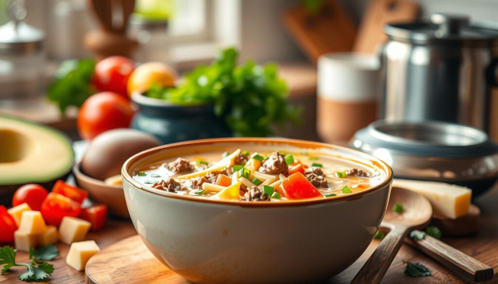 Keto Cheeseburger Soup Recipe