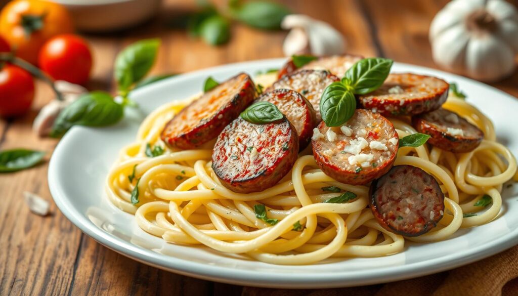 Keto Zucchini Noodles with Sausage