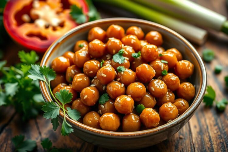 Vegan Sticky Sesame Chickpeas