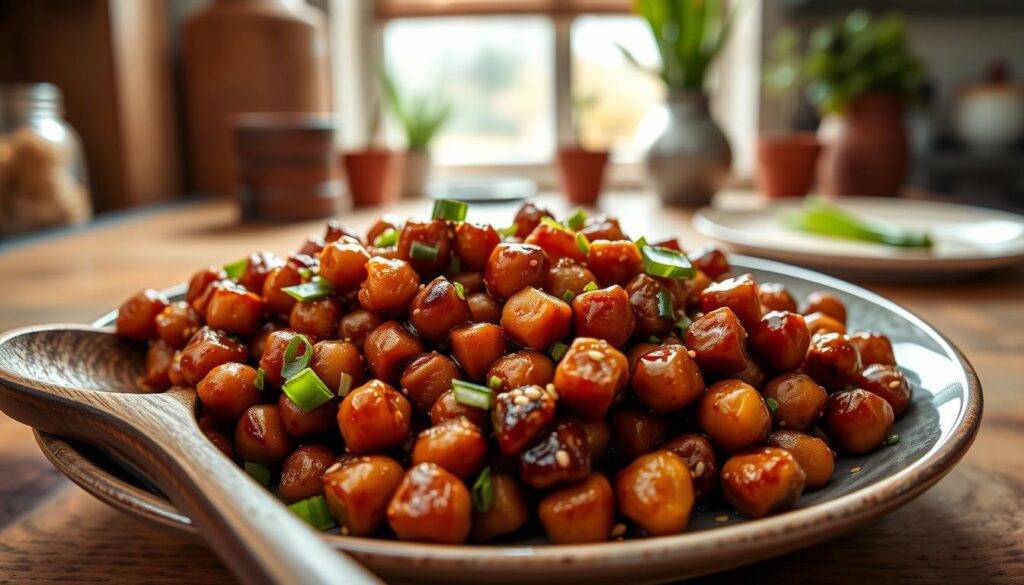 sticky sesame chickpeas
