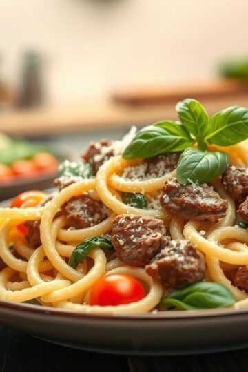 Creamy High Protein Beef Pasta