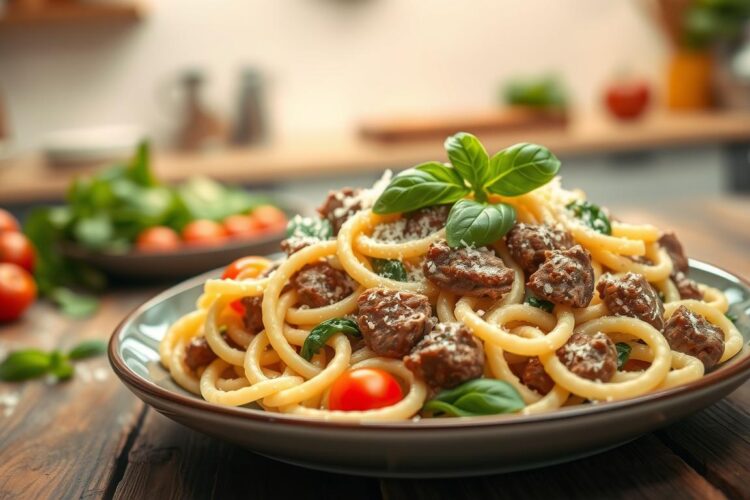 Creamy High Protein Beef Pasta