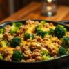 Low Carb Cheesy Ground Turkey & Broccoli Skillet