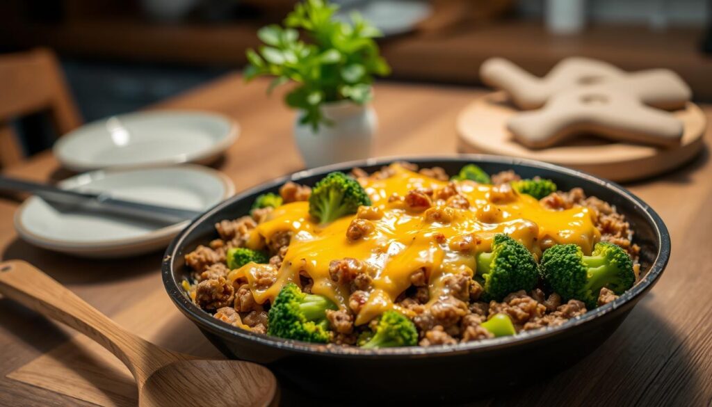 cheesy ground beef and broccoli dinner