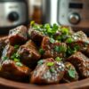 High Protein Slow Cooker Garlic Butter Beef Bites