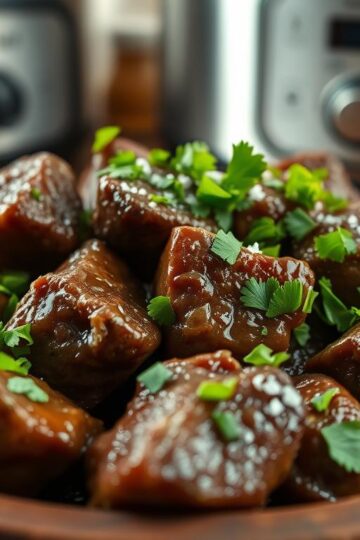 High Protein Slow Cooker Garlic Butter Beef Bites