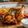 Keto Harissa Roasted Chicken with Garlic Yogurt Sauce