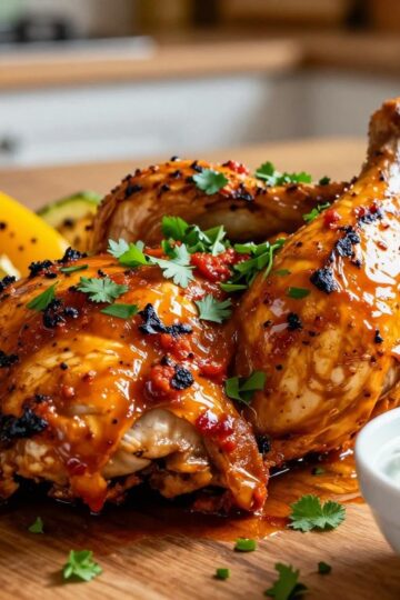Keto Harissa Roasted Chicken with Garlic Yogurt Sauce