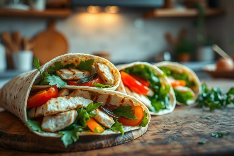 Low Carb Garlic Chicken Wraps