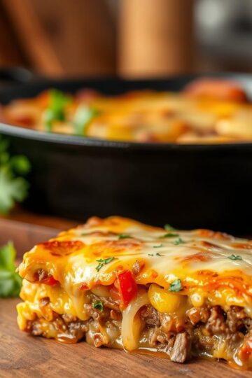 Low Carb Philly Cheesesteak Casserole