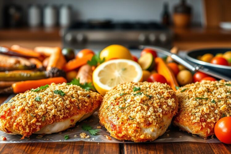 Parmesan Crusted Chicken Sheet Pan Dinner