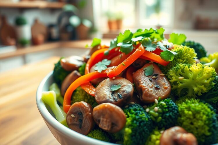 Quick & Easy Vegan Broccoli & Mushroom Stir Fry