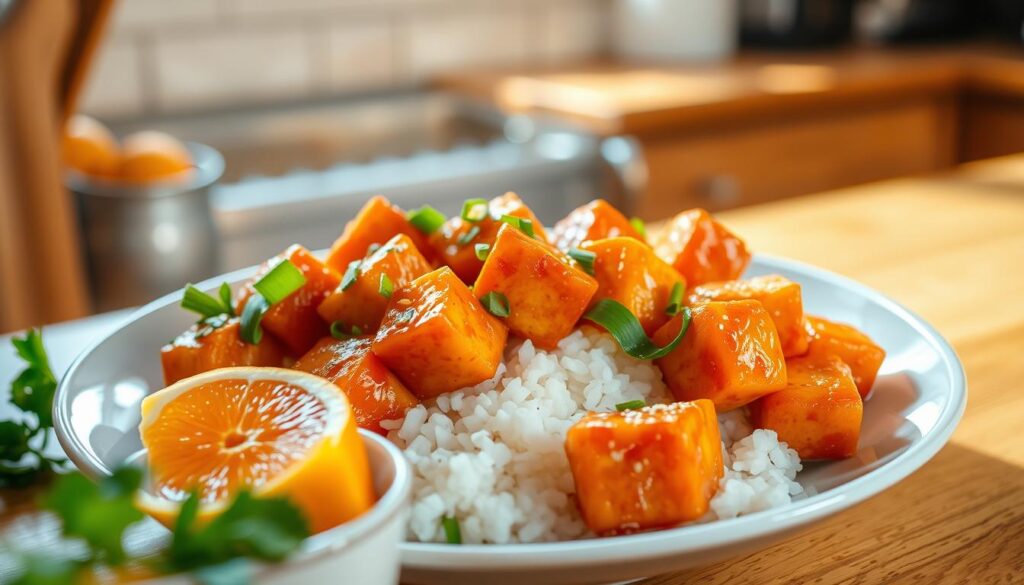 crispy orange tofu