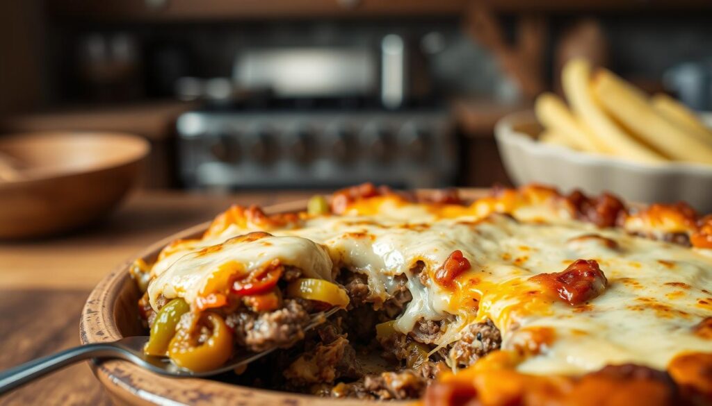 keto Philly cheesesteak bake