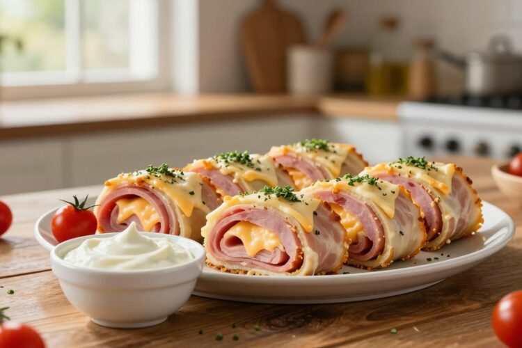 Keto Ham & Cheese Stuffed Roll-Ups