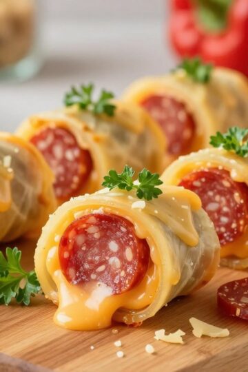 Keto Pepperoni Cheese Roll-Ups