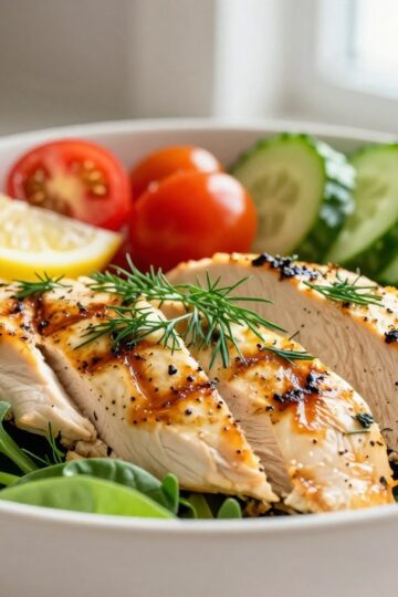 Low Carb High Protein Lemon Dill Chicken Bowl