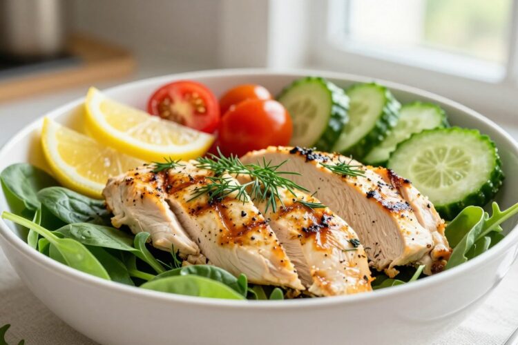 Low Carb High Protein Lemon Dill Chicken Bowl