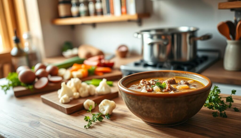 Quick and easy keto sausage and cauliflower soup