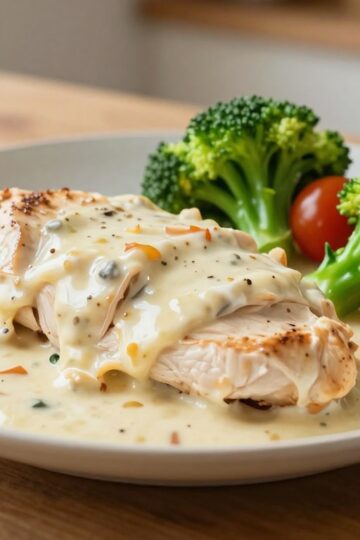 Rich Low Carb Creamy Chicken with Broccoli & Tomatoes