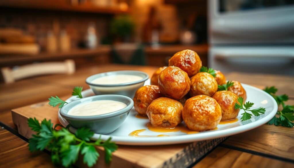 keto cream cheese sausage balls on a plate