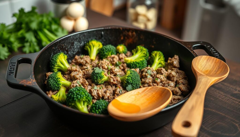 keto hamburger broccoli skillet low carb dinner ideas
