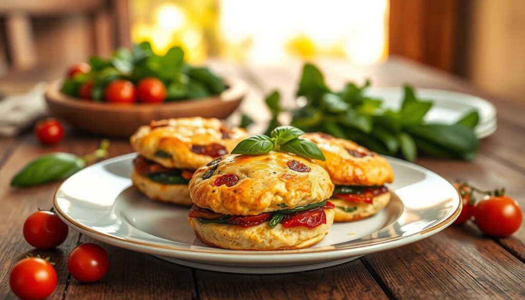 keto sun-dried tomato spinach egg biscuits